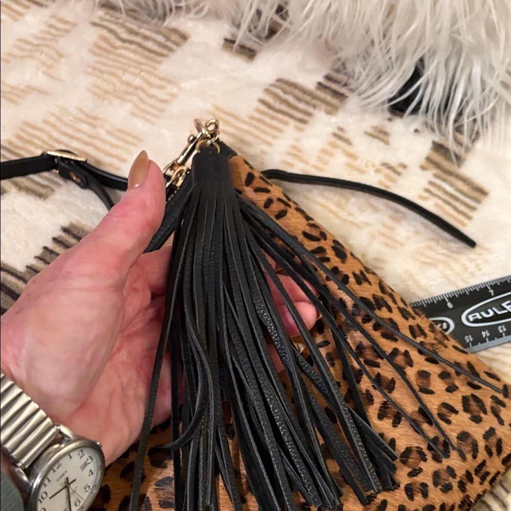 Chico's Animal Print Crossbody Bag with Black Tassel - Picture 7 of 10